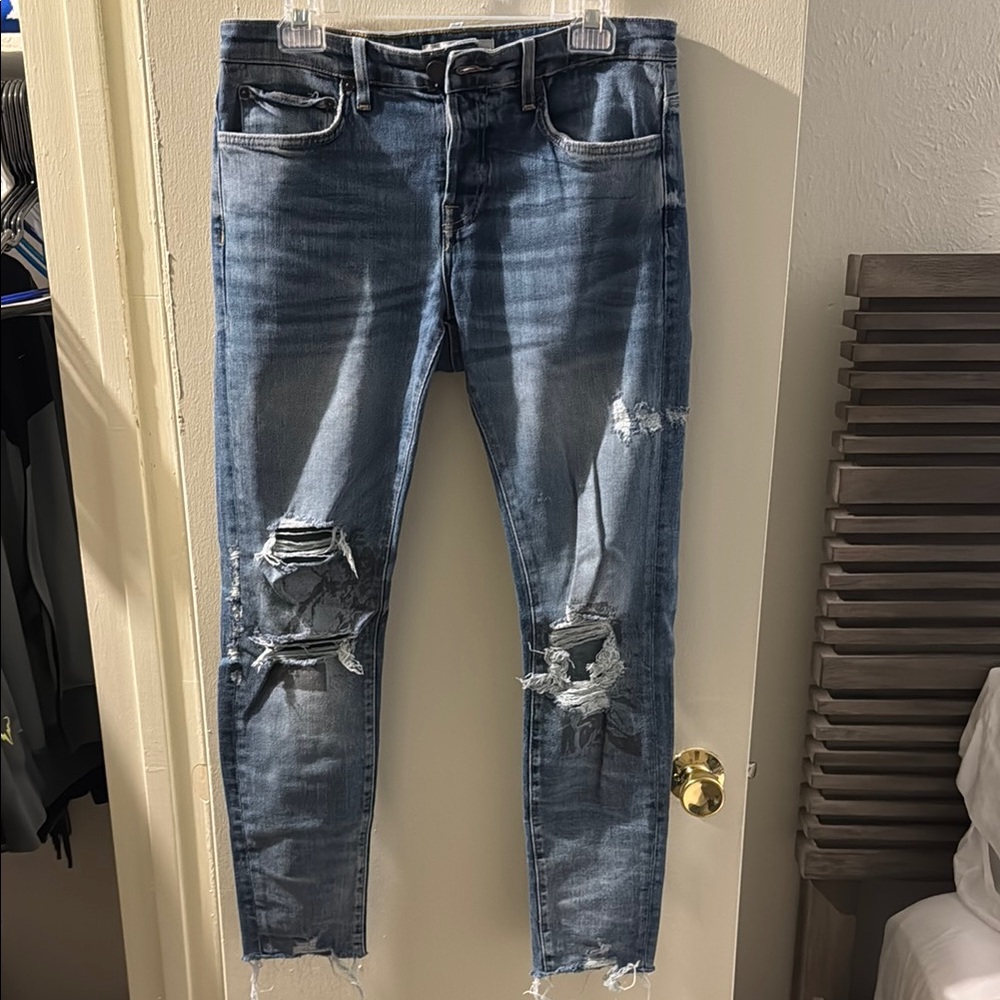 Distressed Zara Blue Denim Jeans